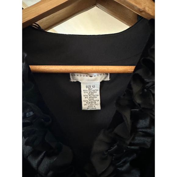Women's London Style Black Velvet Dress Size 12 - Picture 3 of 5